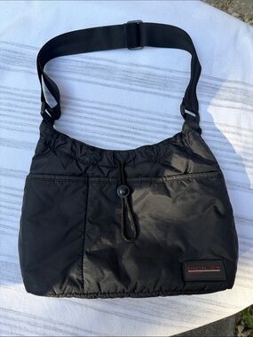 Polo by Ralph Lauren Black Nylon Shoulder Bag with Toggle Detail